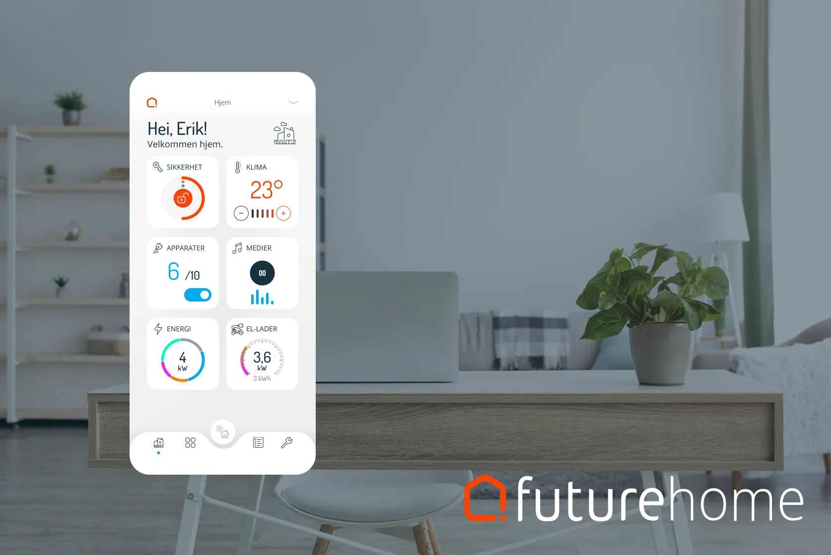 App dashboard for Futurehome